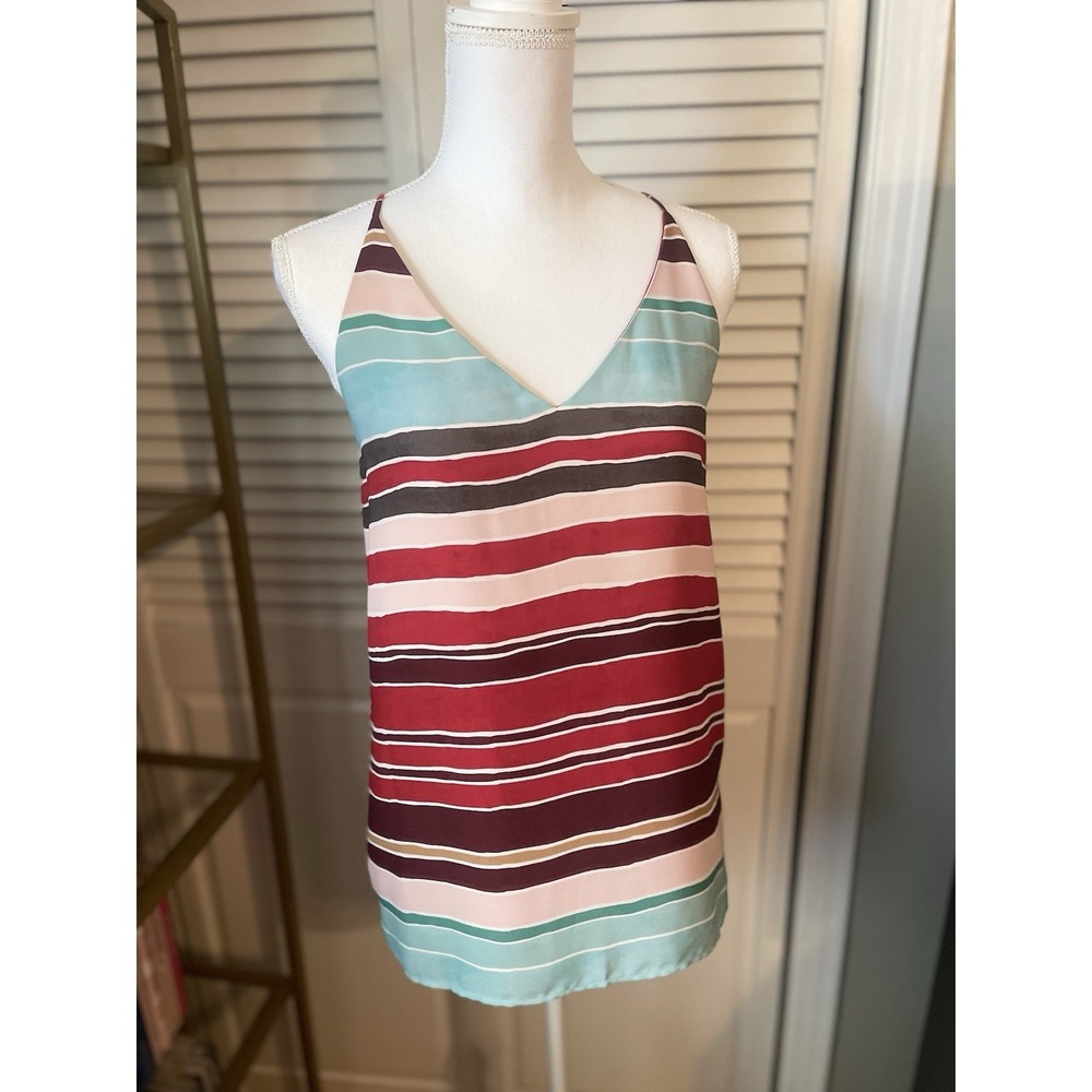 Loft‎ women's Striped Tank Teal Red Pink Size Small